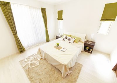 slaapkamer groen wit rustgevend