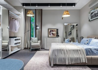 slaapkamer grijs met blauw tinten